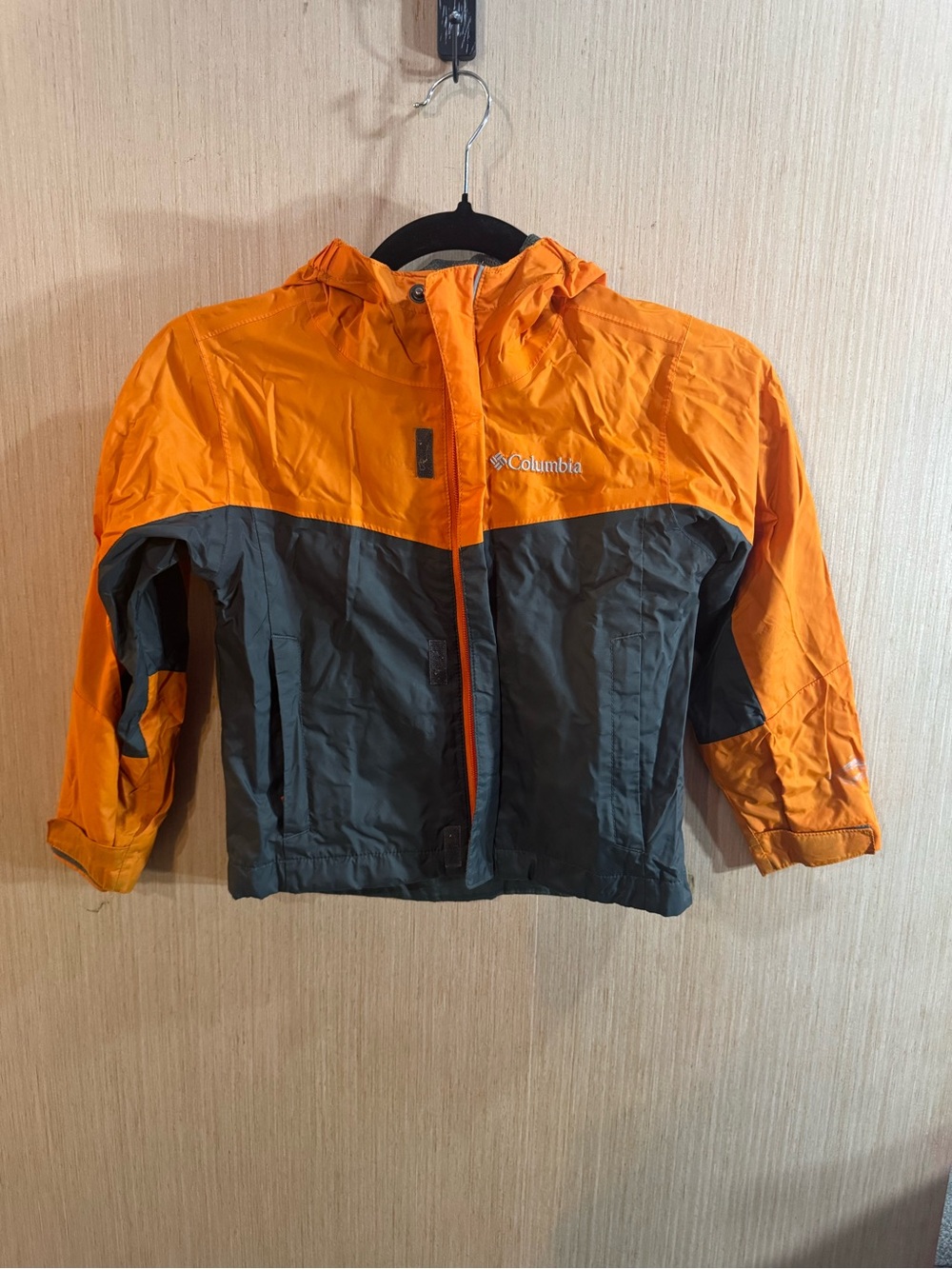 Columbia Kids Orange and Gray Hooded Rain Jacket Size XXS
